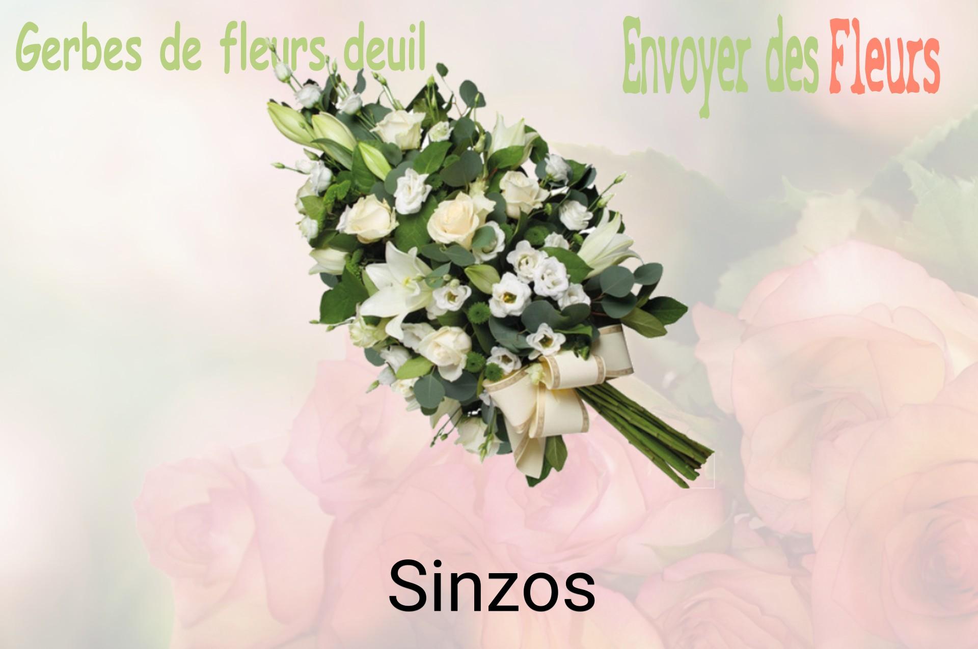 Gerbe de fleurs de deuil livrée à Sinzos